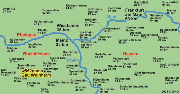 Landkarte Weinbergsfahrt Gau-Weinheim, Wiberg, Rheinhessen. Schiefster Turm der Welt.