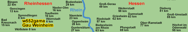 Landkarte Weinbergsfahrt von Gau-Weinheim zum Wißberg, der zweithöchsten Erhebung in Rheinhessen.